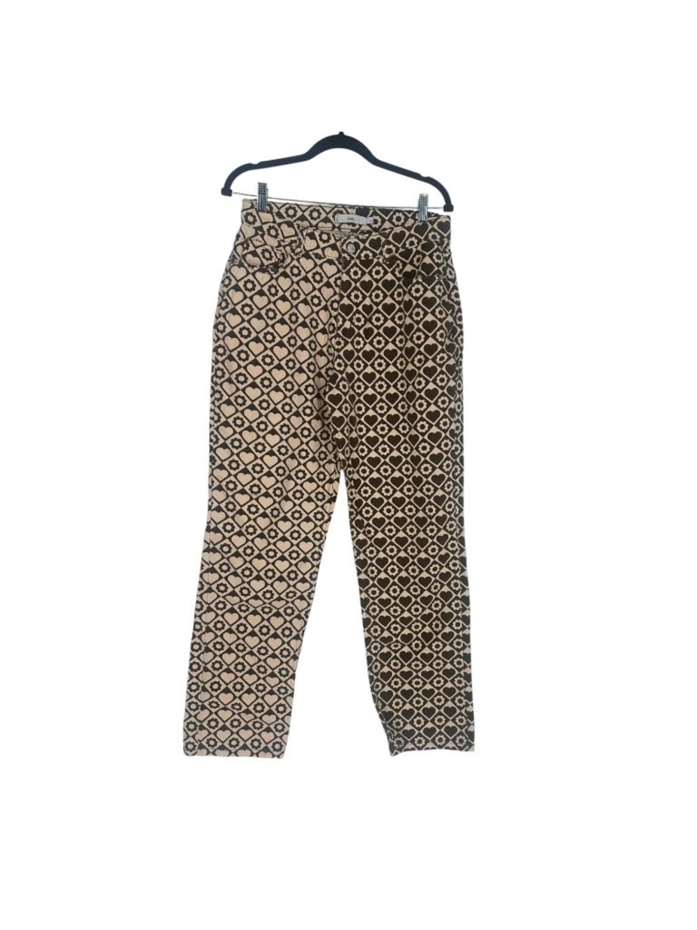 Adika Retro Mod Geometric Pants Large 70s Brown Checkered Straight Leg